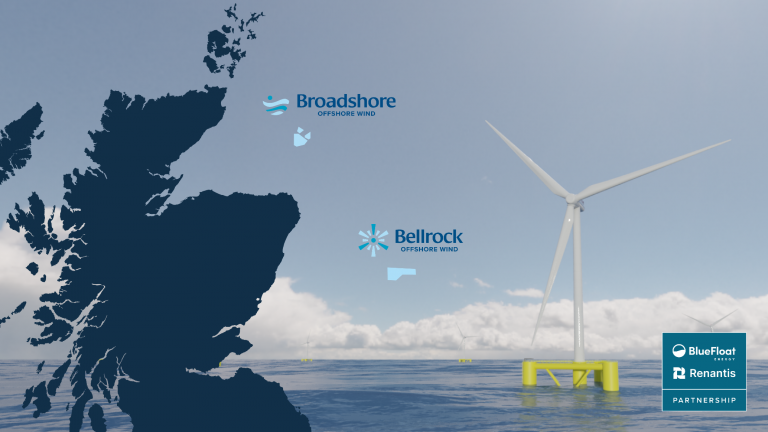 Map of the Broadshore and Bellrock floating offshore wind farms